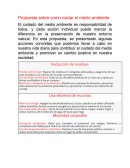 Propuesta sobre como cuidar el medio ambiente