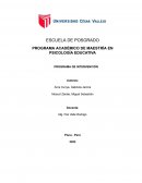 Programa académico de maestría en psicología educativa Programa de intervención