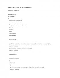 Índice masa corporal en lenguaje C. Página 1