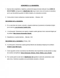 Programa de Honores a la bandera. Página 1