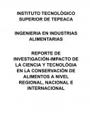 Reporte de investigación. Ingenieria en industrias alimentarias