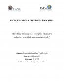 Reporte de introducción de conceptos: integración, inclusión y necesidades educativas especiales