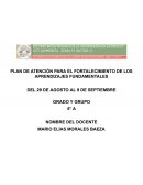 Plan de atención para el fortalecimiento de los aprendizajes fundamentales 5°