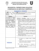 Requisitos Y trámite para solicitar constancia de articulo científico