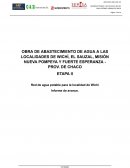 Memoria técnica y de cálculo: red de agua potable urbana de Wichi
