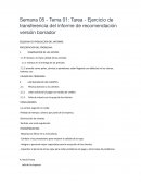 Ejercicio de transferencia del informe de recomendación versión borrador