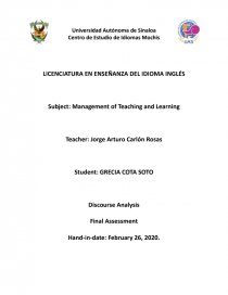 Management of Teaching and Learning. Página 1