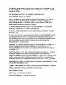 Consejos para que su tablet tenga más duración