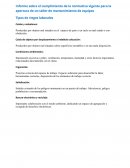 Informe sobre el cumplimiento de la normativa vigente para la apertura de un taller de mantenimiento de equipos