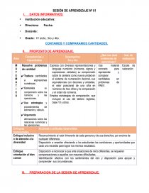 Sesión de aprendizaje. Contamos y comparamos cantidades. Página 1