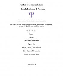 Programa de intervencion Psicosocial para favorecer un significado personal del ejercicio fisico en adultos mayores. Página 1
