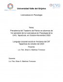 Prevalencia del Trastorno de Pánico en alumnos de 1er semestre de la Licenciatura en Psicología de la UVG