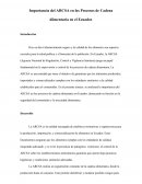 Importancia del ARCSA en los Procesos de Cadena Alimentaria en el Ecuador