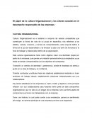 El papel de la cultura Organizacional y los valores sociales en el desempeño responsable de las empresas