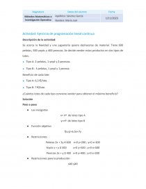 Actividad: Ejercicio de programación lineal continua. Página 1