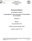 Planeación didáctica De la disciplina: Literatura