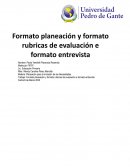 Formato planeación y formato rubricas de evaluación e formato entrevista