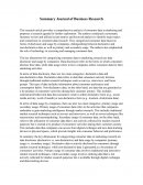Summary Journal of Business Research
