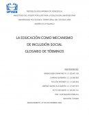 La educación como mecanismo de inclusión social. Glosario de términos