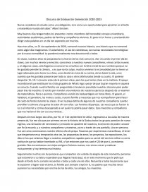 Discurso de Graduación Generación 2020-2023. Página 1