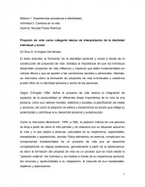 Proyecto de vida como categoría básica de interpretación de la identidad individual y social. Página 1