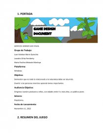 Game Design Document de Proyecto Independiente. Página 1