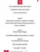 Importancia del análisis y estudio de la realidad socioeconómica del Ecuador