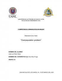 Elaboracion de un texto “Overpopulation problem”. Página 1