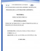 Tipos de nutrientes y características de la ingesta en edad escolar