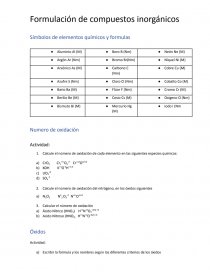 Símbolos de elementos químicos y formulas. Página 1