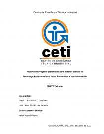 Extrusora de plástico PET. Página 1