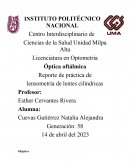 Reporte de práctica de lensometría de lentes cilíndricas
