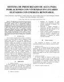 Sistema de presurizado de agua para poblaciones con viviendas en lugares elevados con energía renovable