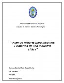 Plan de Mejoras para Insumos Primarios de una industria cítrica