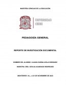 Pedagogía general Reporte de investigación documental