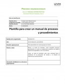 Plantilla para crear un manual de procesos y procedimientos