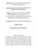 Escrito de opinión sobre reformas educativas y la educación como derecho en los tratados internacionales