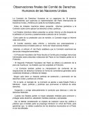 Observaciones finales del Comité de Derechos Humanos de las Naciones Unidas