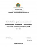 Gestión Académica ejecutada por los docentes del Liceo Bolivariano “Mariscal Sucre”