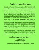 Carta a mis alumnos