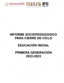 Informe sociopedagógico para cierre de ciclo educación inicial