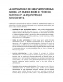 La configuración del saber administrativo público