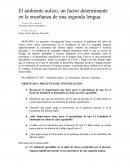 El ambiente áulico, un factor determinante en la enseñanza de una segunda lengua