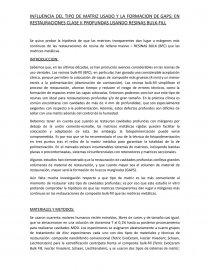 Influencia del tipo de matriz usado y la formación de gaps; en restauraciones clase II profundas usando resinas Bulk-Fill. Página 1