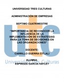 Importancia de reconocer la influencia de la implementación de estrategias para la toma de decisiones en las organizaciones
