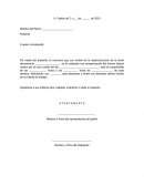 Carta para cambio de horario laboral y que un menor pueda tener autorización para entrar a trabajar