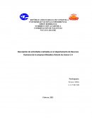 Descripción de actividades realizadas en el departamento de Recursos Humanos de la empresa Matadero Avícola los Llanos C.A