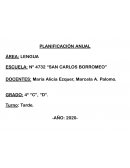 Planificación anual, área: Lengua