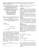Informe de laboratorio fisicoquímica. Determinación del coeficiente de distribución de un soluto entre dos liquidos inmiscibles