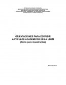 Orientaciones para escribir artículos académicos en la UNEM
